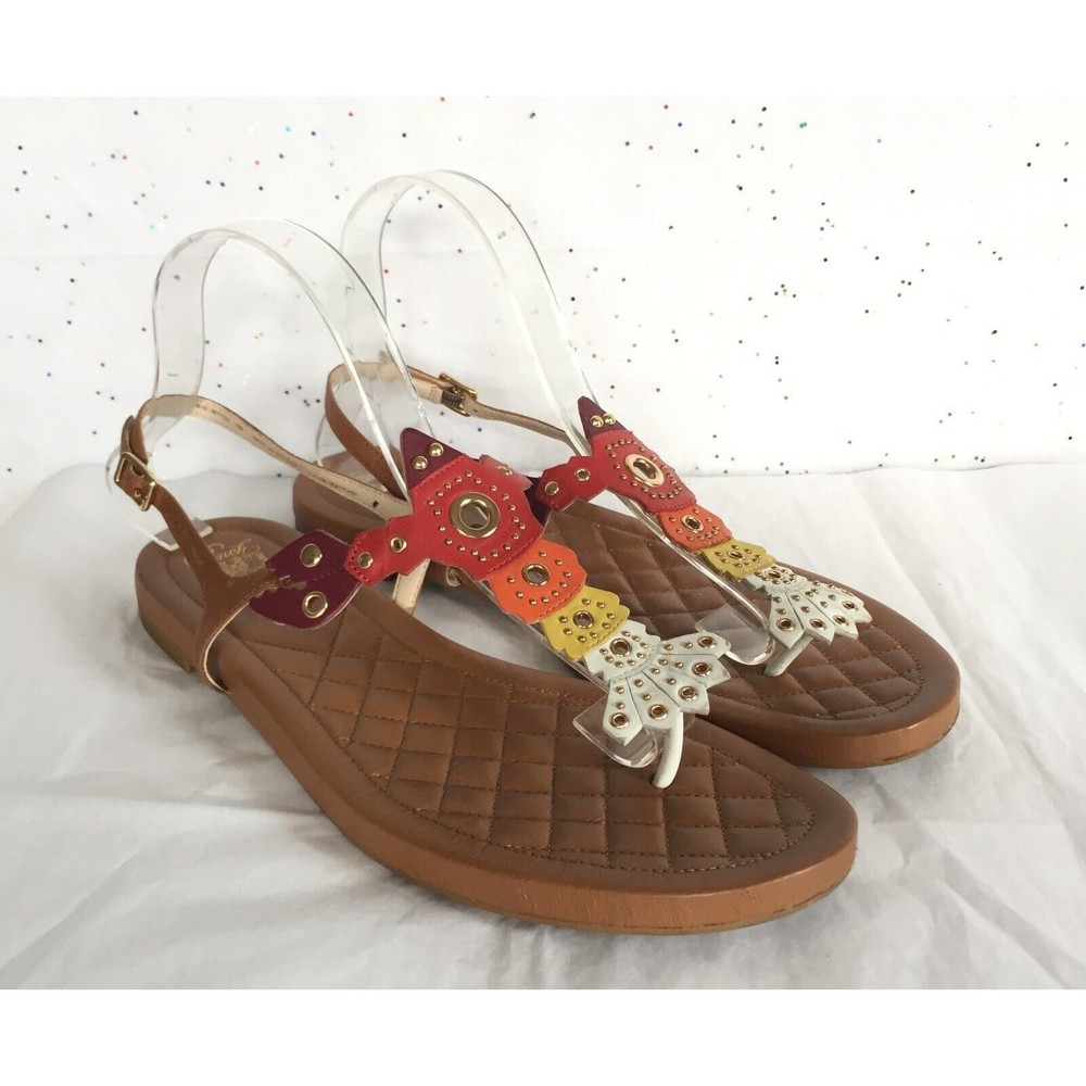 Cole Haan Pinch Lobster Jeweled Brown Quilted Maine Grand OS Thong Sandals Sz 10
